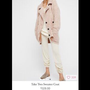 Free People Take Two Sweater Coat Size Medium Rose Cotton Alpaca Blend M / XS